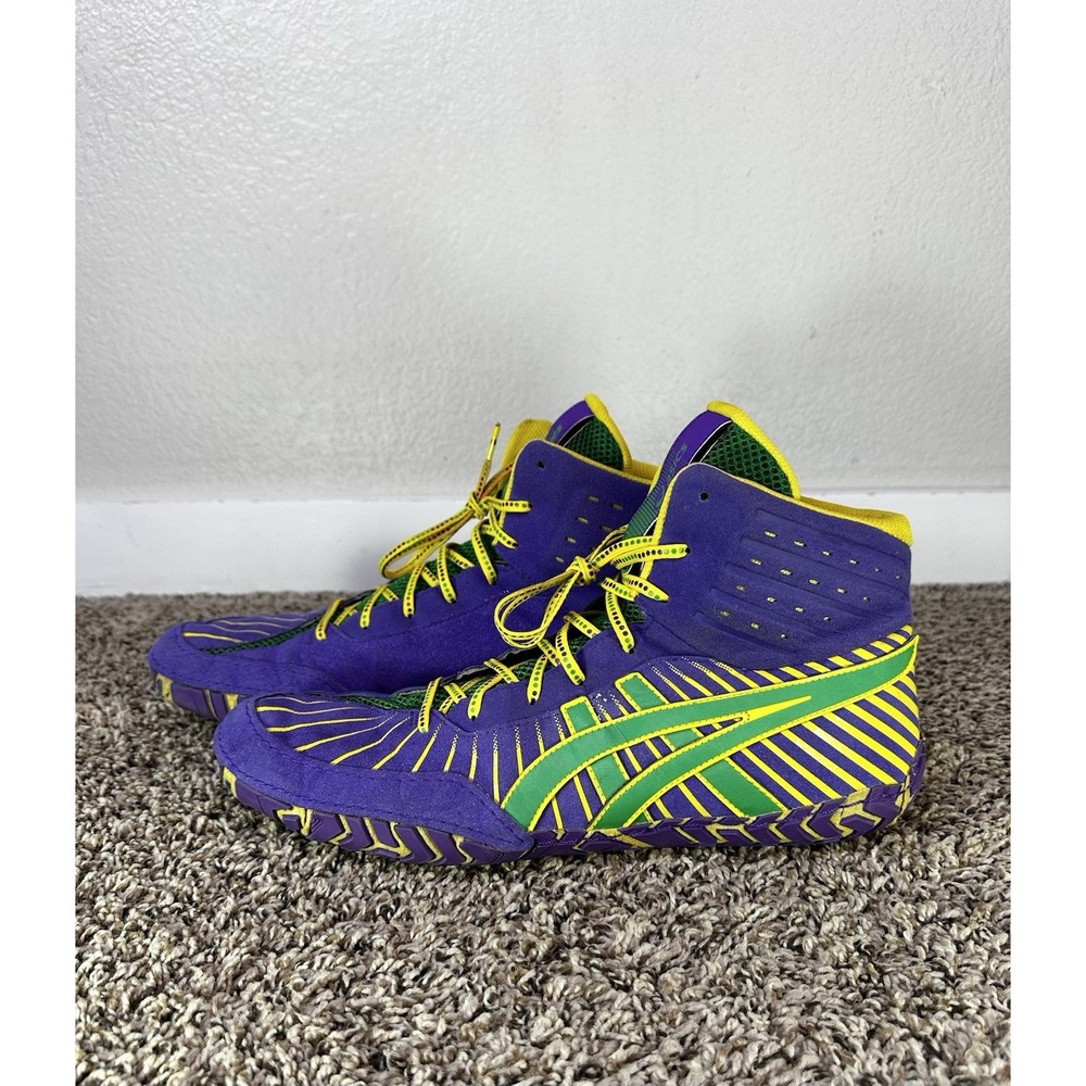Asics Aggressor 4 Wrestling Shoes Men's Size 14 Limited Edition MARDI GRAS